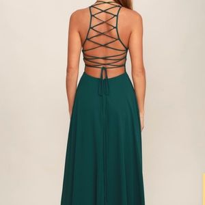 Lulus Forest Green Corset back formal dress